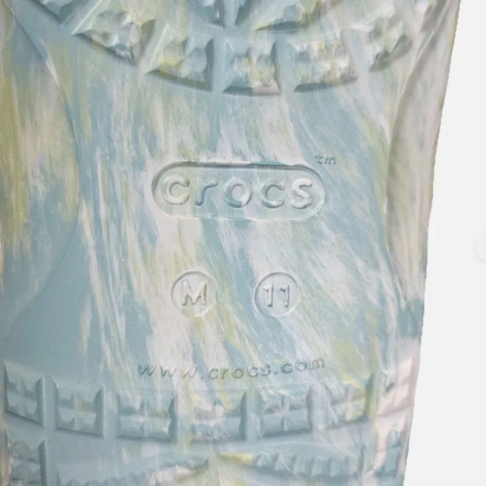 Crocs‎ Classic Two Strap Slide Shoes Mens Size 11 Green Tie Dye Comfort Sandals